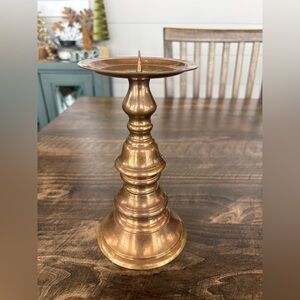 Vintage Brass Pillar Candle Holder